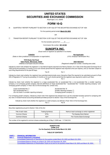 Thumbnail SunOpta 10-Q Quarterly Report FY2025 