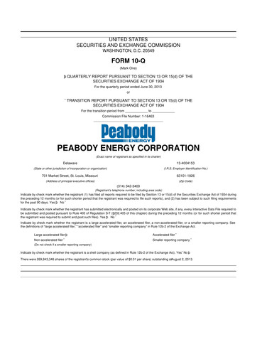 Miniature Peabody Energy
 10-Q Rapport trimestriel 2013 