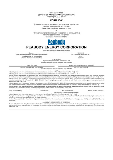 Thumbnail Peabody Energy
 10-K Annual Report 2014