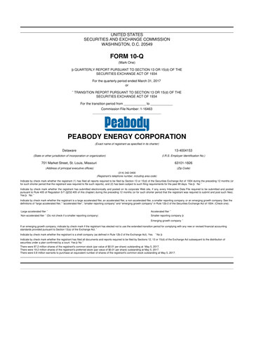 Miniature Peabody Energy
 10-Q Rapport trimestriel 2017 