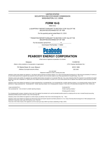 Miniature Peabody Energy
 10-Q Rapport trimestriel 2018 