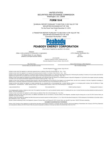 Thumbnail Peabody Energy
 10-K Annual Report 2018