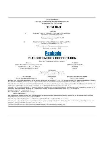Miniature Peabody Energy
 10-Q Rapport trimestriel 2020 
