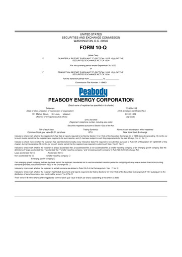 Miniature Peabody Energy
 10-Q Rapport trimestriel 2020 
