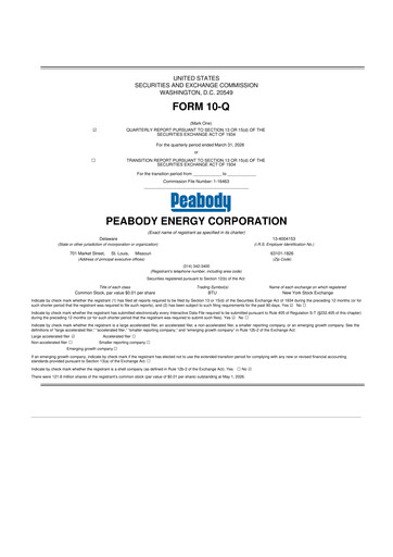Thumbnail Peabody Energy
 10-Q Quarterly Report FY 