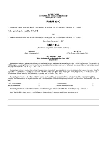 Miniature Centrus Energy 10-Q Rapport trimestriel 2012 