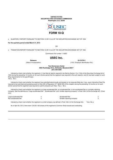 Miniature Centrus Energy 10-Q Rapport trimestriel 2013 