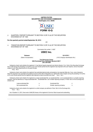 Miniature Centrus Energy 10-Q Rapport trimestriel 2013 