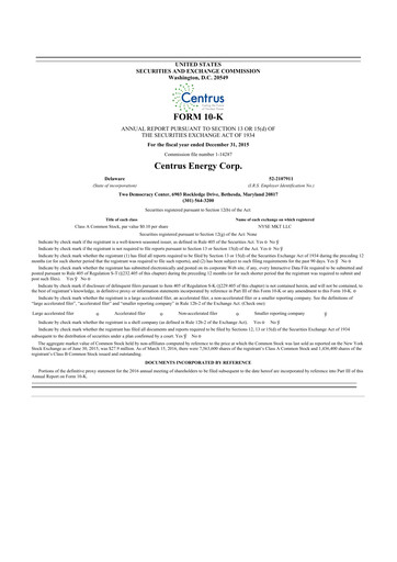 Thumbnail Centrus Energy 10-K Annual Report 2015