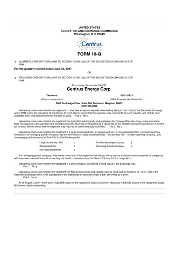 Miniature Centrus Energy 10-Q Rapport trimestriel 2017 