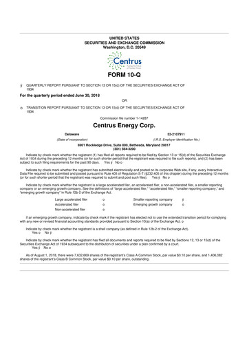Miniature Centrus Energy 10-Q Rapport trimestriel 2018 