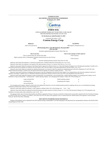Thumbnail Centrus Energy 10-K Annual Report 2018