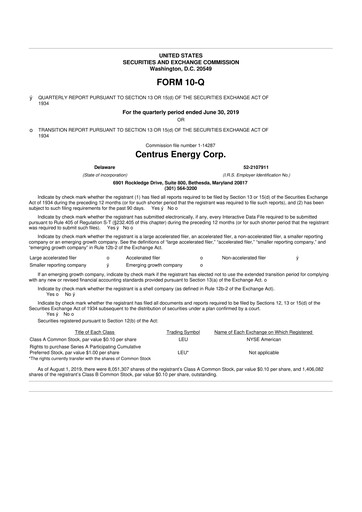 Miniature Centrus Energy 10-Q Rapport trimestriel 2019 