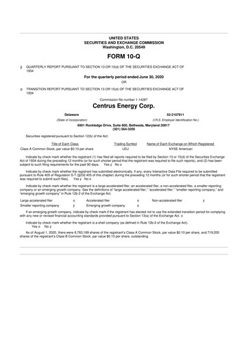 Miniature Centrus Energy 10-Q Rapport trimestriel 2020 
