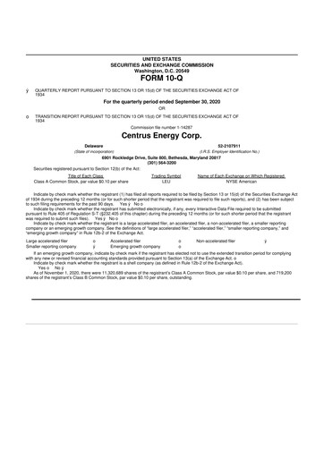 Miniature Centrus Energy 10-Q Rapport trimestriel 2020 