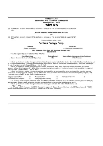Miniature Centrus Energy 10-Q Rapport trimestriel 2021 