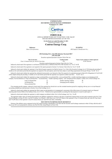 Thumbnail Centrus Energy 10-K Annual Report 2021