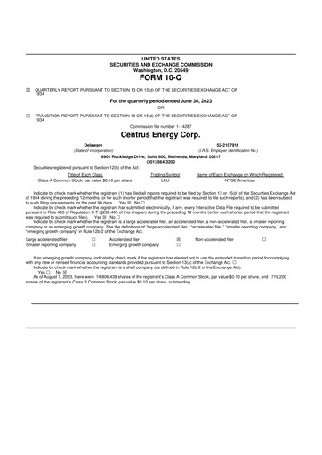 Miniature Centrus Energy 10-Q Rapport trimestriel 2023 
