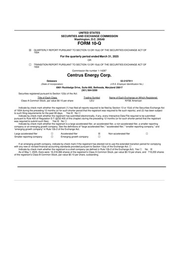 Miniature Centrus Energy 10-Q Rapport trimestriel 2025 