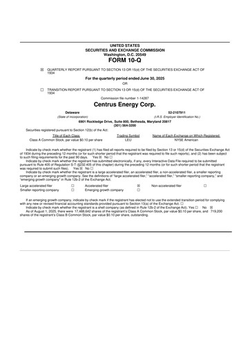 Miniature Centrus Energy 10-Q Rapport trimestriel 2025 