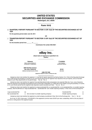 Thumbnail eBay 10-Q Quarterly Report FY2015 