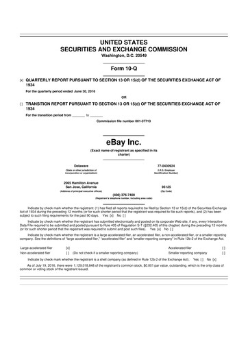 Thumbnail eBay 10-Q Quarterly Report FY2016 
