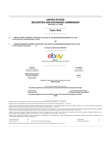 Thumbnail eBay 10-K Annual Report 2016
