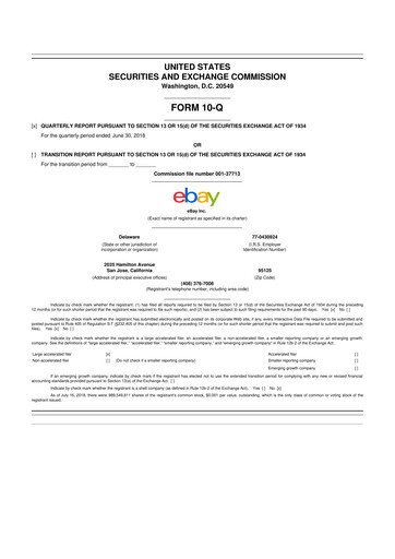 Thumbnail eBay 10-Q Quarterly Report FY2018 