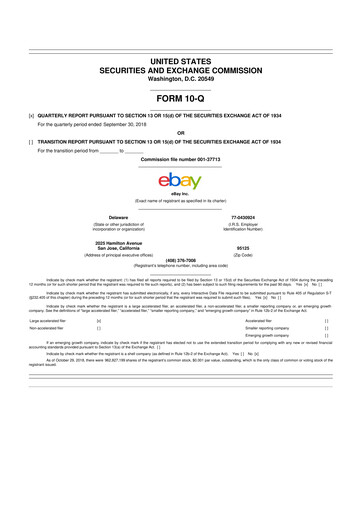 Thumbnail eBay 10-Q Quarterly Report FY2018 