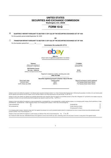 Thumbnail eBay 10-Q Quarterly Report FY2020 