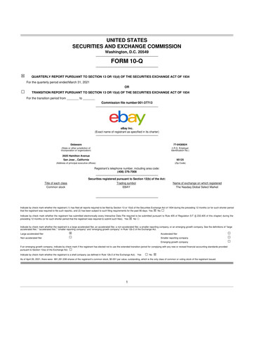 Thumbnail eBay 10-Q Quarterly Report FY2021 