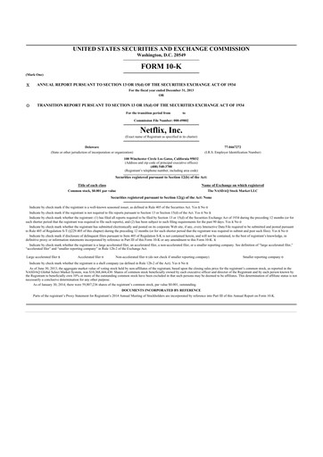 Thumbnail Netflix 10-K Annual Report 2013