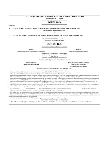 Thumbnail Netflix 10-K Annual Report 2014