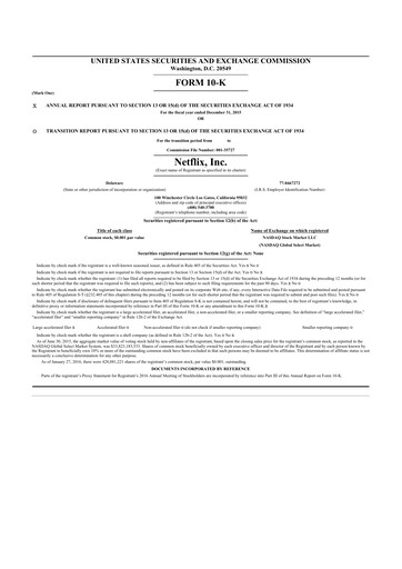 Thumbnail Netflix 10-K Annual Report 2015