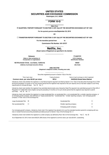 Vorschaubild Netflix 10-Q Quartalsbericht 2019 