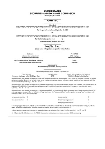 Vorschaubild Netflix 10-Q Quartalsbericht 2020 