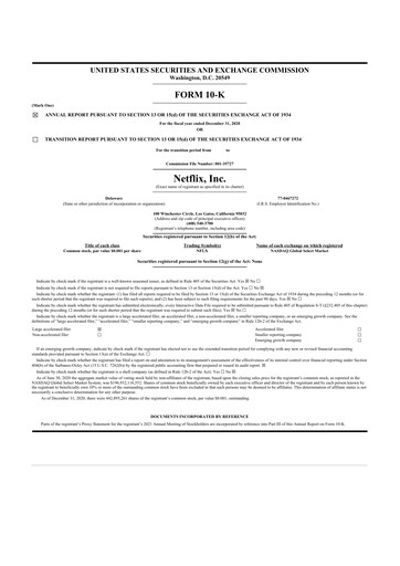 Thumbnail Netflix 10-K Annual Report 2020