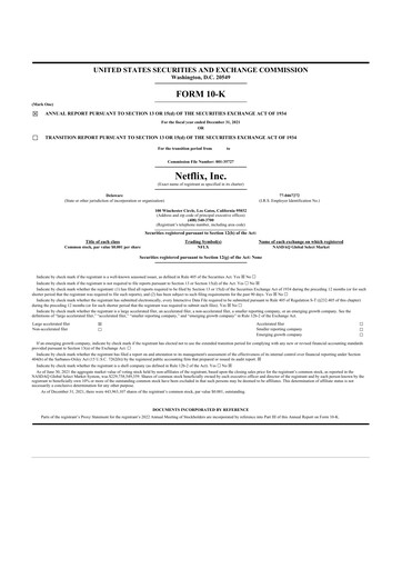 Thumbnail Netflix 10-K Annual Report 2021