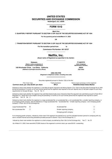 Vorschaubild Netflix 10-Q Quartalsbericht 2022 