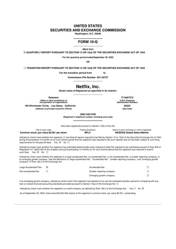 Vorschaubild Netflix 10-Q Quartalsbericht 2022 