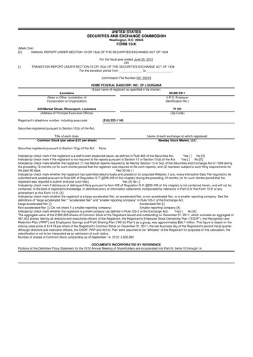 Thumbnail Home Federal Bancorp (HFB Bank) 10-K Annual Report 2012