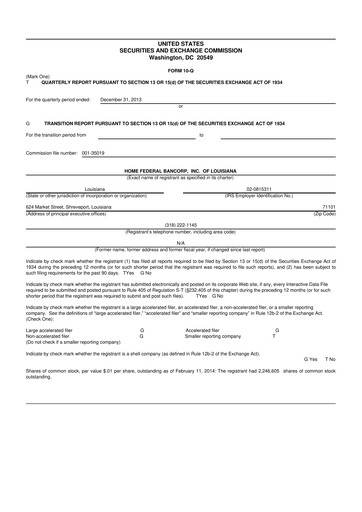 Thumbnail Home Federal Bancorp (HFB Bank) 10-Q Quarterly Report FY2014 