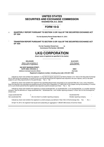 Thumbnail LKQ Corporation 10-Q Quarterly Report FY2013 