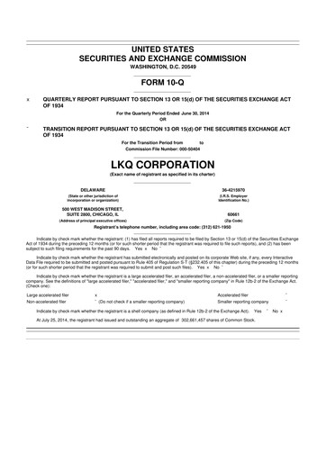 Thumbnail LKQ Corporation 10-Q Quarterly Report FY2014 