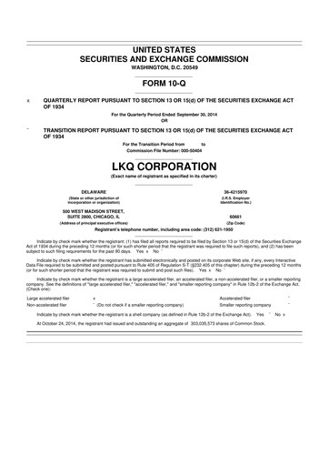 Thumbnail LKQ Corporation 10-Q Quarterly Report FY2014 