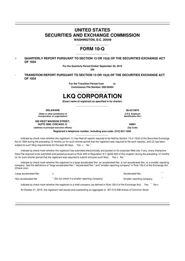 Thumbnail LKQ Corporation 10-Q Quarterly Report FY2016 