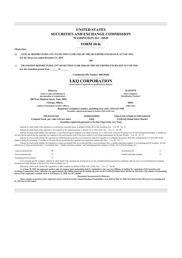 Thumbnail LKQ Corporation 10-K Annual Report 2019