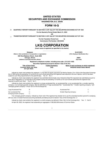 Thumbnail LKQ Corporation 10-Q Quarterly Report FY2022 