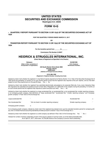 Miniature Heidrick & Struggles

 10-Q Rapport trimestriel 2017 