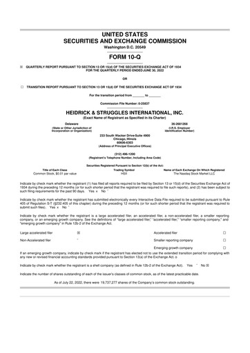 Miniature Heidrick & Struggles

 10-Q Rapport trimestriel 2022 